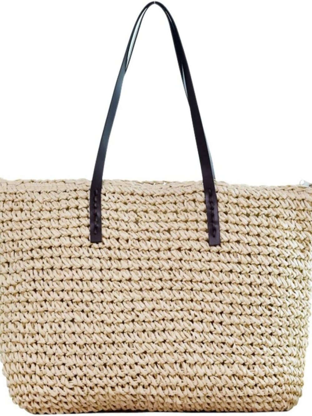 Large Handmade Straw Woven Tote Bag - Beach Shoulder Purse for Women